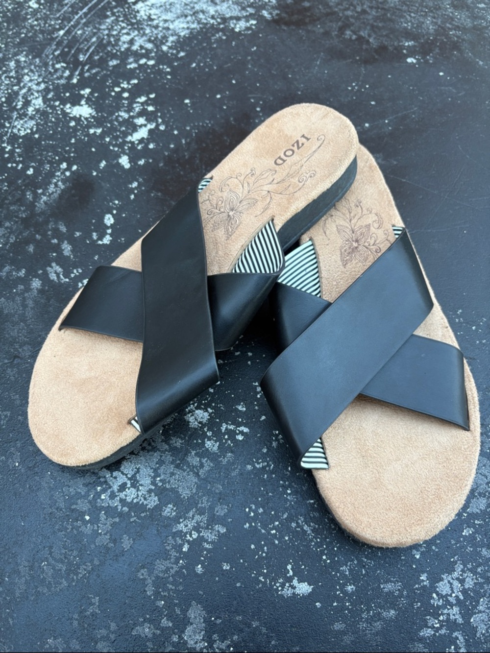 IZOD Women’s Black Crisscross Slide Sandals size 8 - Picture 10 of 10